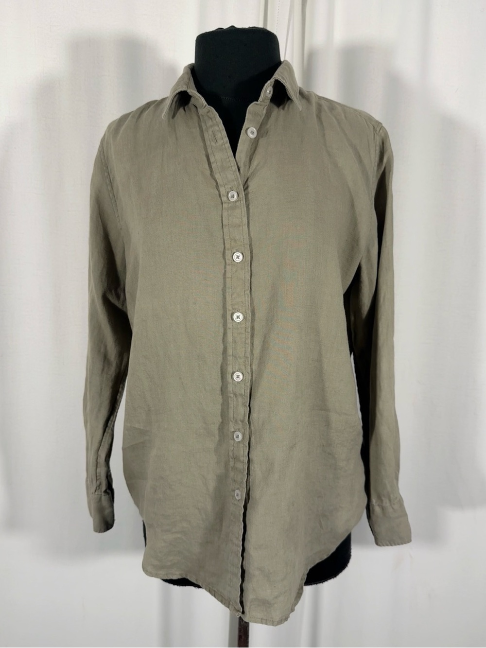 Quince Sage Green Linen Button Down Shirt